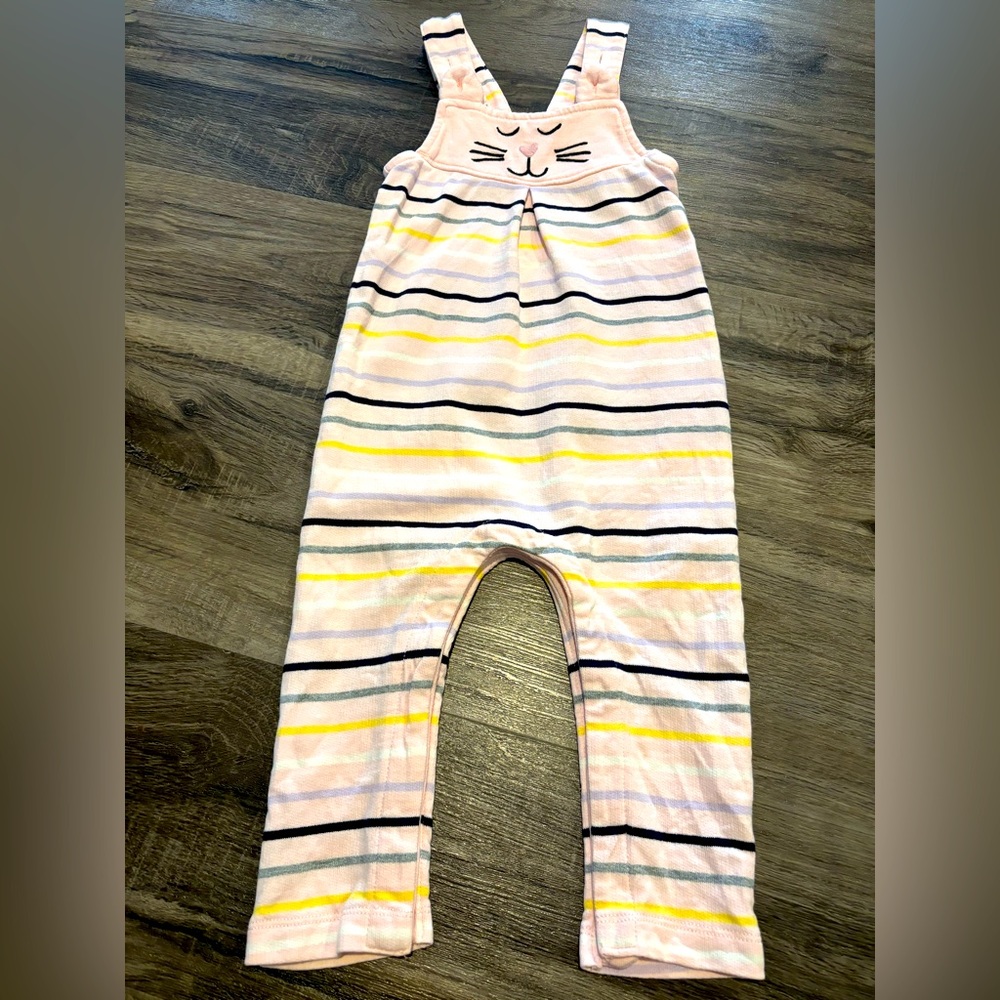 Hanna Andersson Bunny Stripe Overalls 2T